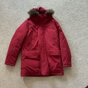 UNIQLO Red Faux Fur Winter Parka Coat